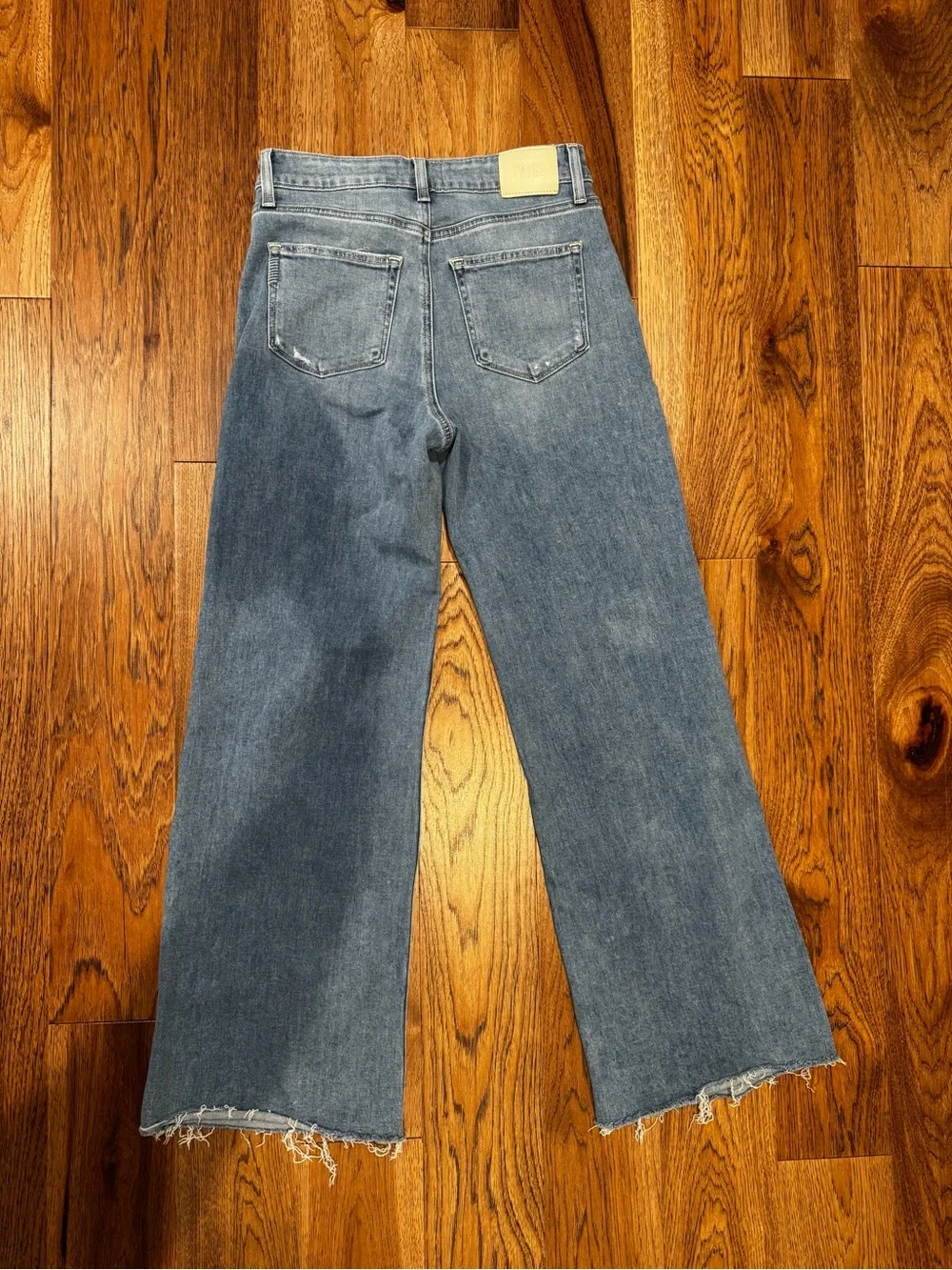 PAIGE Light Blue Raw-Hem Wide Leg Jeans - Picture 15 of 16